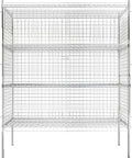 Commercial Grade NSF Listed Metal Wire Mesh Storage Chrome Security Cage Kit, 24" x 60" x 74", Perfect for Warehouse, Grocery Store, Restaurant, Dishroom
