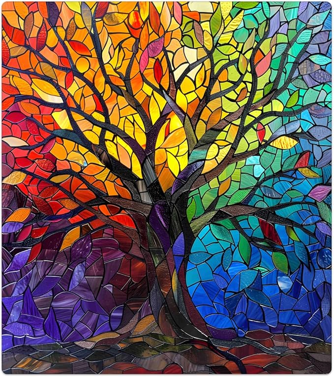 Tree of Life Spring Dishwasher Magnet Cover Tree of Life Rainbow Glass Dishwasher Decorative Cover Front Dishwasher Door Cover Reuseable Dishwasher Cover for Kitchen Home Appliances 23" X 26"