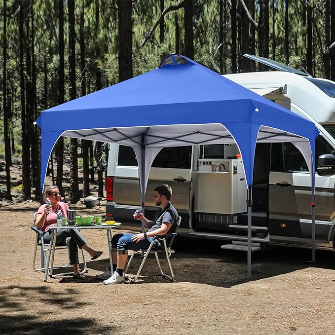 COOSHADE Pop Up Canopy Tent, 10x10 Easy Setup Instant Canopy Sun Shelter Beach Tent, Portable Sports, Blue