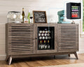 60" Farmhouse Coffee Bar Cabinet with Beverage Fridge (Included), Wine Bar Cabinet with Drawer Storage, Mini Fridge Cabinet, Sideboard Cabinet for Dining Room, Living Room-Brown
