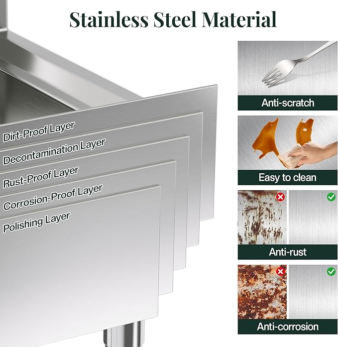 84"x24" Stainless Steel Work Table with Overshelves, 2/3 Drawers, Adjustable Shelf & Hooks, NSF-Certified Heavy-Duty Prep Station for Commercial Kitchen, Restaurant, or Garage