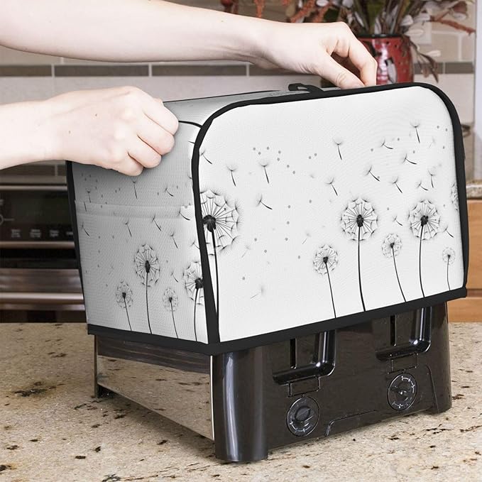 Toaster Cover 2 Slice with Pockets, Flying Dandelions Abstract Farmhouse Wildflower Kitchen Accessories Decor Bread Maker Oven Protector Covers Dust Proof Fingerprint Covers