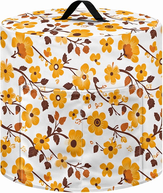 Kitchen Appliance Accessories Dust Cover for 3-6-8 Quart Instant Pot, Pressure Cooker, Air Fryer & Crock Pot,Decorative Appliance Cloth Cover with Top Handle & Storage Pockets (Orange, 6 Quart)