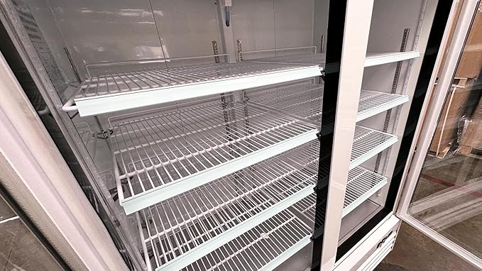 cooler depot Commercial Freezer Glass 2 Double Door Coated Steel Frame&Exterior, Aluminium Interior, Upright Reach in NSF 53" W 8 Shelves, Display Merchandiser 45 cuft -10°F~ 0°F D1.2BM2F