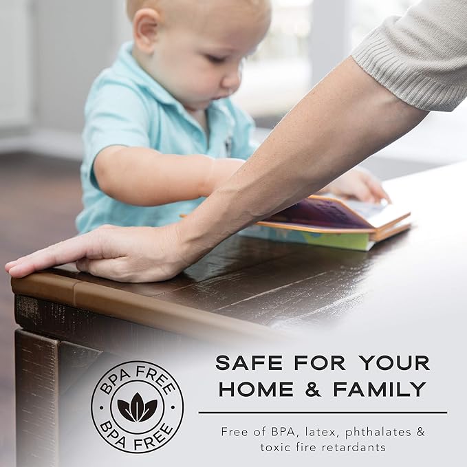 Bebe Earth - Baby Proofing Edge and Corner Guard Protector Set (16 Corners) - Safety Bumpers - Child Proof Furniture and Tables - Pre-Taped Bumper Corners (Black)