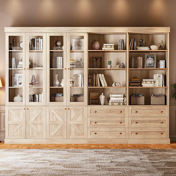 Vyre 71" Tall Farmhouse Kitchen Pantry, Large Storage Cabinet with Adjustable Shelves & 3 Drawers, Versatile Wood Hutch for Living Room & Dining Room, Brown