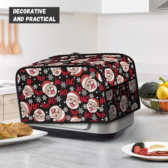 Santa Claus 6-8 Qt Slow Cooker Dust Cover Dragonfly Slow Cooker Cover Holder Kitchen Appliance Covers with Handle and Pocket for Spoon Fork Knife