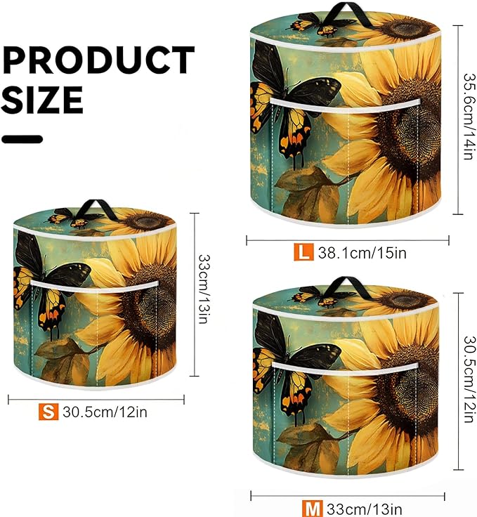 Air Fryer Dust Cover with Top Handle and Storage Bag, Compatible with Rice Cookers, Pressure Cookers, Slow Cookers and Air Fryers, Available in 3-Quart, 6-Quart and 8-Quart Sizes.