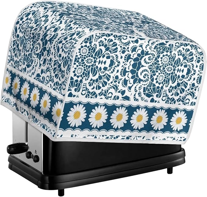 UNICEU Boho Daisy Flower Toaster Cover, Quilted Toaster Cover Fits for Most Standard 4 Slice Toasters Kitchen Small Appliance Cover, Medium for 4 Slices
