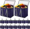 Kenning 15 Pcs Large Insulated Reusable Grocery Bags with Sturdy Zipper and Handles Foldable Washable Cooler Totes Heavy Duty Hot or Cold Food Delivery Bag for Food Transport Travel Lunch (Navy Blue)