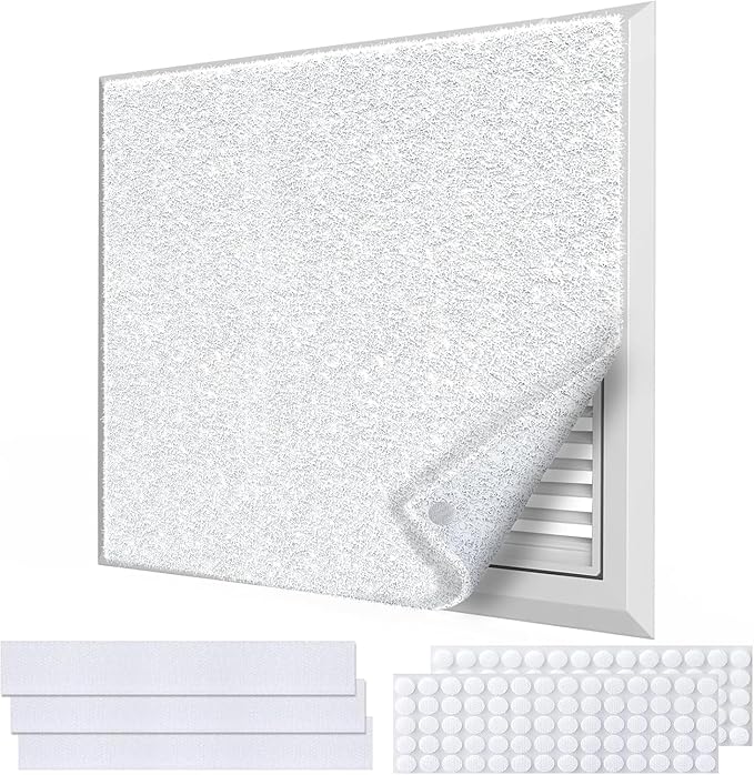 Air Vent Filters,12"x120"Cut to Fit Air Filter Material (60+Filters),MERV 8 Electrostatic Air Vent Filter for Home Floor, Grilles, Ceiling, HVAC Furnace Vents, With 48PCs Adhesive Hook Tape