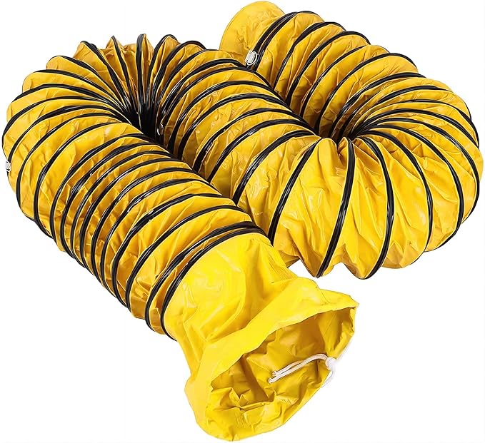 12IN Ducting Hose PVC 16FT Flexible Duct Hosing with Adjustable Rope S Hook & Steel Support for Utility Blower Exhaust Fan (12''x16ft)