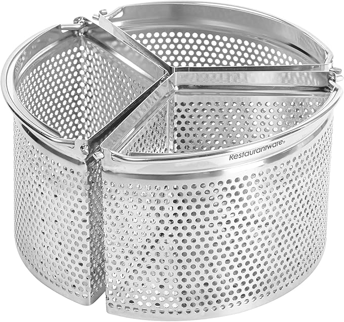 Restaurantware Steamer Basket for Cooking Pot 3-Piece Stainless Steel Trio Separator Perforated Steam Basket Divider for Cooking Veggies, Dumplings, Eggs, Seafood, Pasta, Pressure Cooker