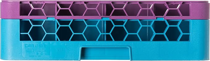 CFS RG16-1C414 OptiClean 16 Compartment Glass Rack with 1 Extender, 5.56", Polypropylene, Lavender/CFS Blue