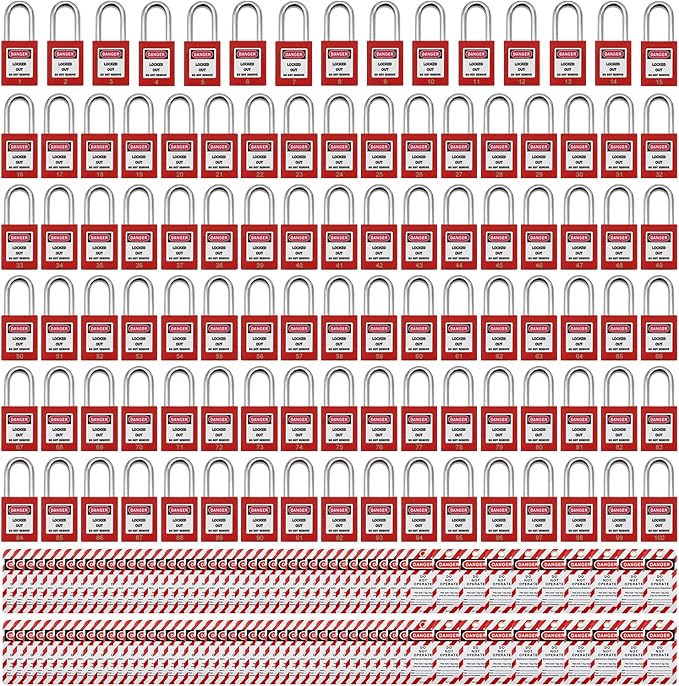 Lockout Tagout Locks, Safety Padlock, Loto Locks Keyed Differently Lock Out Tag Out 100 pcs Safety Padlocks Plastic with 100 Lockout TagOut Tags Red