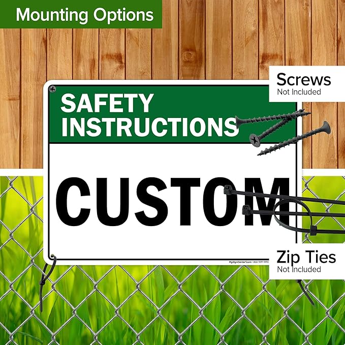 Custom Safety Instructions Sign, Ansi Sign, Osha Compliant, 10x14 Inches, 55 mil thick HDPE (high density polyethylene), Made in USA by My Sign Center