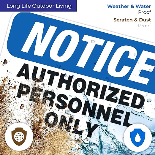 Authorized Personnel Only Sign, 12x18 Inches, 55 mil Thick HDPS (High Density Polystyrene), Made in USA