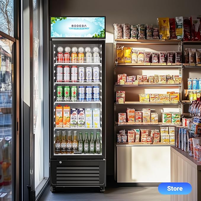 BODEGACOOLER Commercial Beverage Refrigerator, 240 Cans & 160 Bottles, Display Refrigerator For Beer,Soda, Merchandiser Refrigerator with Soft LED Light For Kitchen, Office, Garage, Gym,Man cave,Shop