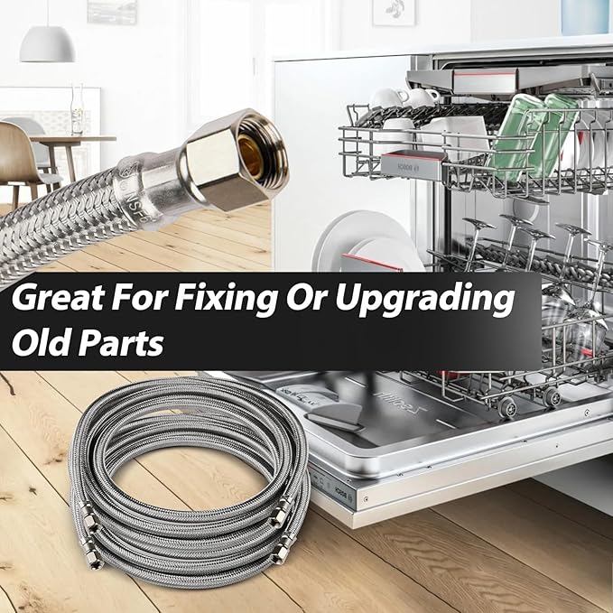 20 Pack Foskan 6FT Dishwasher Installation Kit,With Compression Connection,Stainless Steel Supply Line For Standard Dishwashers （6FT）