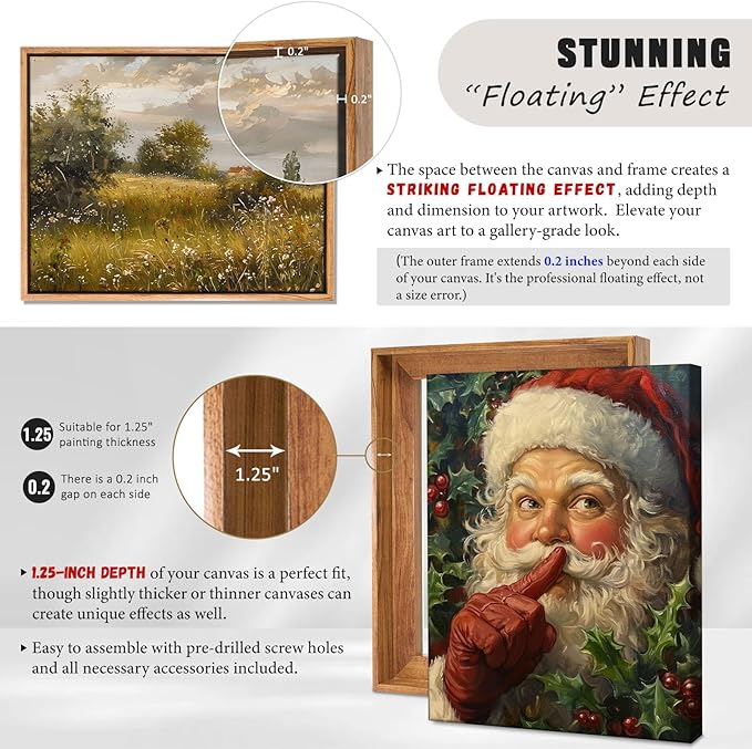 DIY Canvas Floater Frames, 1.25" Deep, Light Brown, 12x16 inches