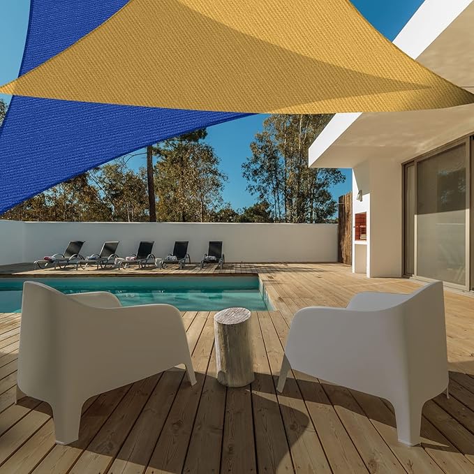AsterOutdoor Sun Shade Sail Triangle 16' x 16' x 16' UV Block Canopy for Patio Backyard Lawn Garden Outdoor Activities, Graphite