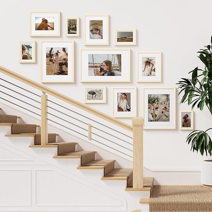 Vittanly 4x6 Picture Frame Set of 2, Solid Wood Frame for Wall or Tabletop, Display Photo 3.5x5 with Mat or 4x6 without Mat, White