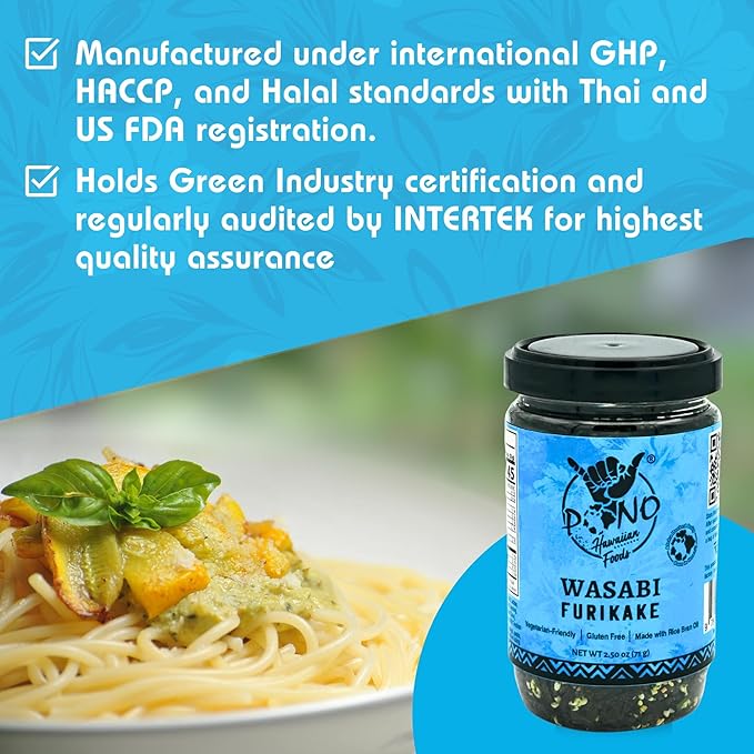 Pono Hawaiian WASABI NORI Furikake RiceSeasoning Premium Ingredients-Gluten-Free and Non-GMO-Multi Purpose Rice Seasoning–Free from Preservatives and Artificial Colors–Japanese Seasoning- 5 oz (142g)