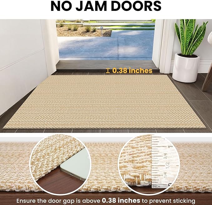IOHOUZE Washable Area Rug 6x9 Non Slip Rubber Backed Rugs for Living Room, Dining Room Rugs Bedroom Rug, Woven Indoor Floor Carpet for Living Room Nursery, Warm Beige/Orange/Apricot
