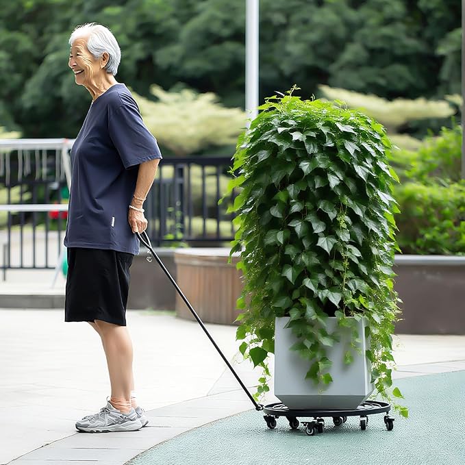 20" Heavy-Duty Plant Dolly with Wheels – Rolling Base for Indoor & Outdoor Use, Detachable Handle, 360° Swivel Wheels, Supports Up to 200 lbs – Ideal for Moving Large Pots & Trees