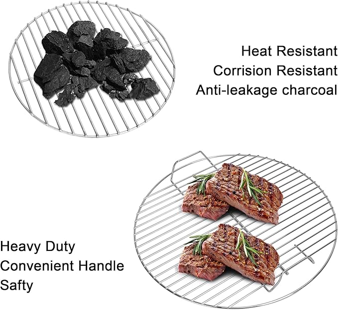 Charcoal Grate Cooking Grid Grate Replacement Parts for Weber 18.5" One-Touch,Bar-B-Kettle,Smokey Mountain,Jumbo Joe,Original Kettle Grill,Stainless Steel BBQ Accessories for Weber 7432 7440