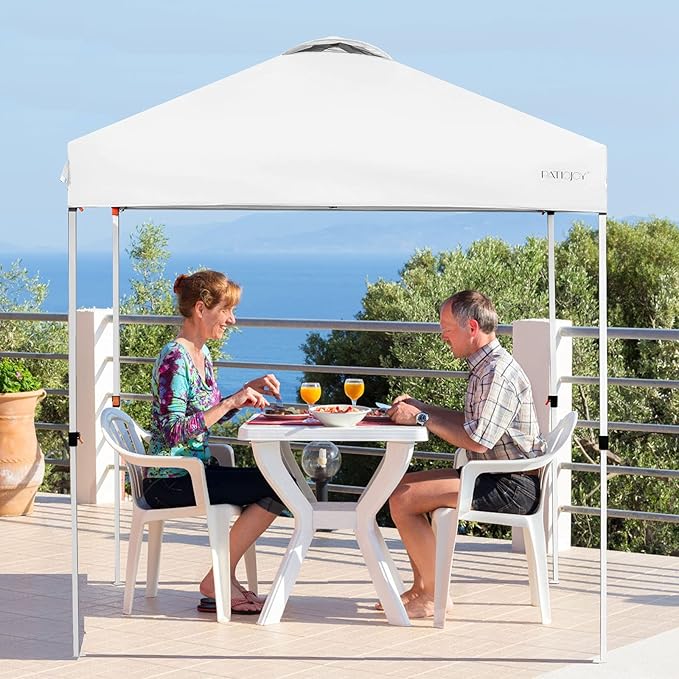Tangkula Outdoor Pop-up Canopy Tent, 6.6 x 6.6 FT Height Adjustable Commercial Instant Canopy w/Portable Roller Bag, 4 Weight Bags, Outdoor Camping Sun Shelter for Camping, Party