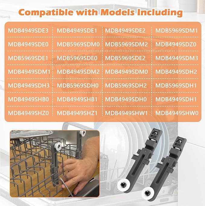 W10571738 3449627 Dishwasher Upper Dishrack Adjuster and Wheel Assembly Replacement for Whirlpool, Maytag, KitchenAid, Magic Chef Dishwasher Replace Parts PS11756470, WPW10571738, AP6023130 (1 Pack)