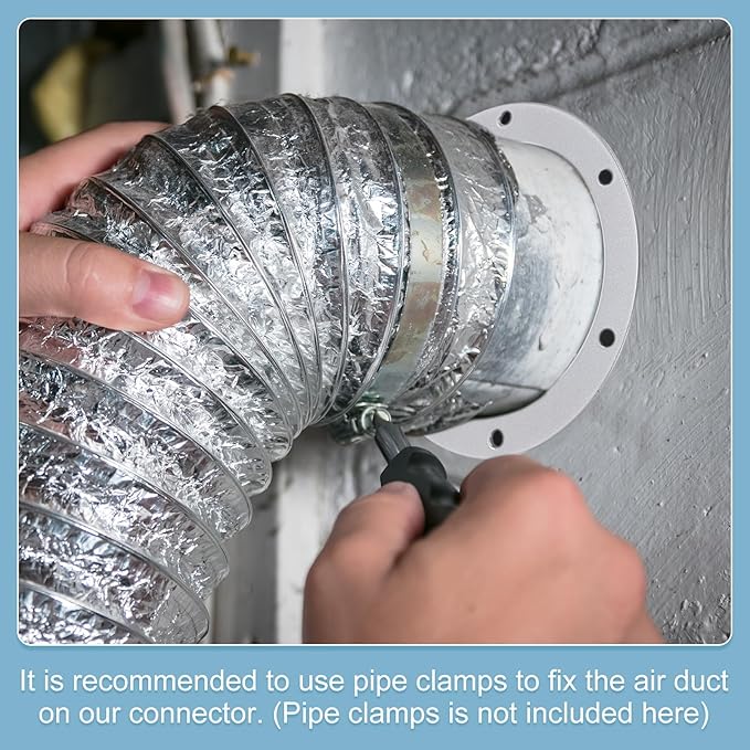 PATIKIL 2" Duct Connector Flange, Straight Pipe Exhaust Flange Stainless Steel Pipe Hose Duct Collar for Heating Cooling Ventilation HVAC System
