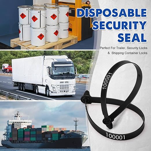 Roowest 1000 Pcs Plastic Truck Trailer Door Seals, Tamper Evident Security Tags, Numbered Safety Disposable Locks for Container Logistics Transport Package Shipping(Black)
