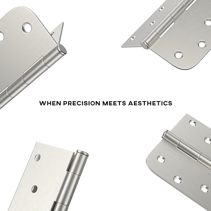 goldenwarm 24 Pack Brushed Nickel Door Hinges 4inch x 4 inch Door Hinge Satin Nickel Iron Hinges with Square & Round Corners