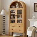71'' Tall Arched Cabinet, Farmhouse Arched Kitchen Pantry with Doors, Arch Storage Cabinet Display Bookcase with 2 Large Drawers and Adjustable Shelves, Versatile Cupboard for Living Room