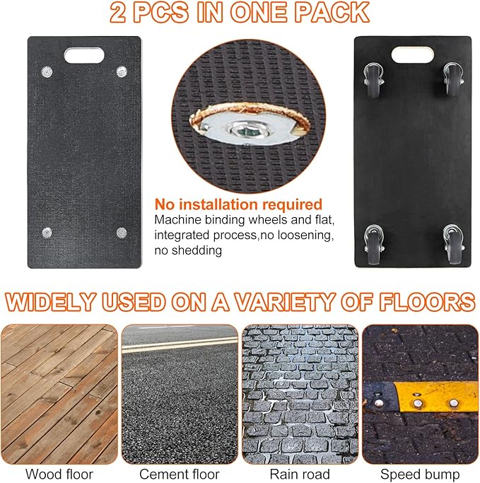 Furniture Movers with Wheels 2 Pack Rectangle Wood Platform Dolly Cart 1100 lbs Capacity Heavy Duty Furniture Mover Carrier with 4 Wheels Small Moving Dolly, Heavy Objects Hauling