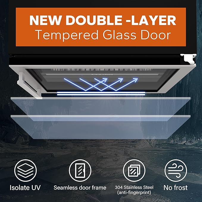 Ca'Lefort 24 Inch Beverage Refrigerator, 180 Can 34°F -54°F Beverage Fridges, Drink Fridge with Glass Door 3 LED Beverage Coolers Built in or Freestanding, Perfect for Home/Kitchen(Right-Hinged)