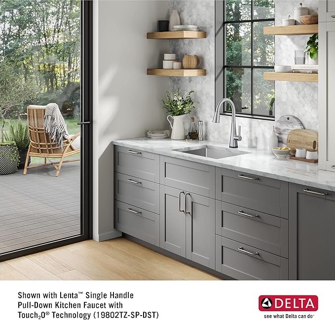DELTA FAUCET Delta Lenta 23-inch Undermount 16 Gauge Stainless Steel Single Bowl Kitchen Sink with Accessories, 953034-23S-SS, Satin