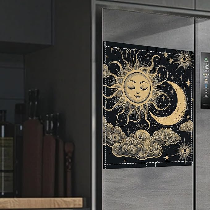 Dishwasher Magnet Cover,Moon Sun Dishwasher Cover Magnetic Cloud Astrology Home Appliances Refrigerator Decorative 23" x 26"