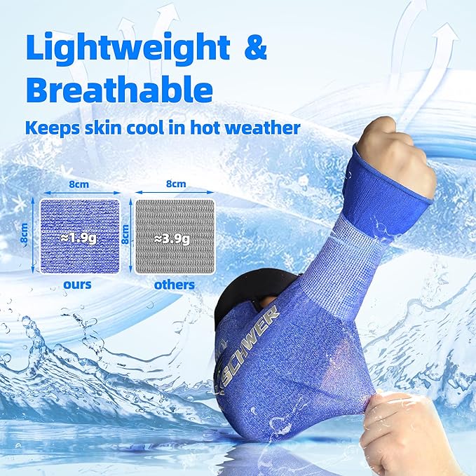 Schwer AIR-SKIN ANSI A6 Cut Resistant Arm Sleeves for Men & Women, Arm Protectors for High Risk Work, Gardening Sleeves, 100 Pairs, Blue, 18 IN