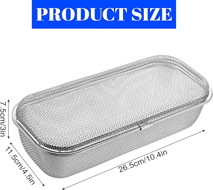 Dishwasher Chopstick Basket for Small Items, Stainless Steel Utensil Holder for Dishwasher with Mesh Design, Replacement Silverware Organizer (10.4" L x 4.5" W x 3" H)