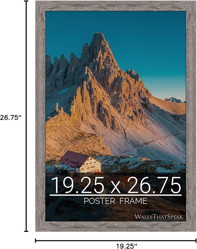 wallsthatspeak 19.25x26.75 Gray Barnwood Picture Frame for Puzzles Posters Photos or Artwork