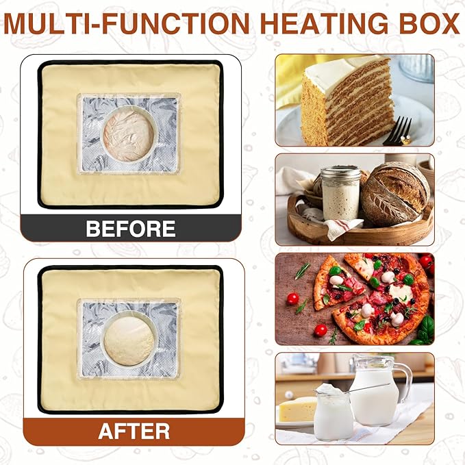 Bread Proofing Box with Heater for Precise Temperature Fermentation, Folding Zippered Dough Proofer Warming Box for Bread, Pizza, Sourdough, Yogurt and Handmade Soap