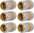 SharkBite Max 1 Inch Coupling, Pack of 6, Push to Connect Brass Plumbing Fitting, PEX Pipe, Copper, CPVC, PE-RT, HDPE, UR020