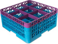 CFS RG9-3C414 OptiClean 9 Compartment Glass Rack with 3 Extenders, 8.72", Polypropylene, Lavender/CFS Blue