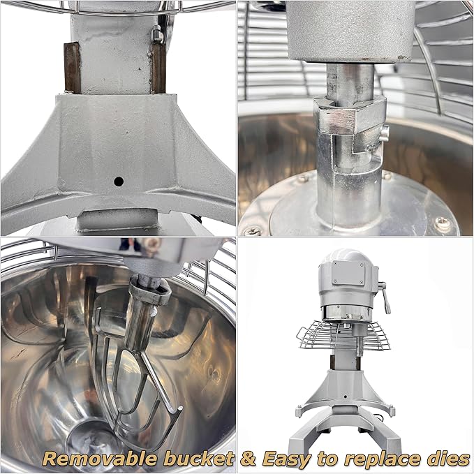 INTSUPERMAI Stand Mixer Commercial Dough Mixer Dough Kneading Machine 20L 20QT Electric Food Dough Mixer Machine with Automatic Stop Function 3 Types Hooks Whisk Beater 3 Speeds Adjustable 110V 1100W