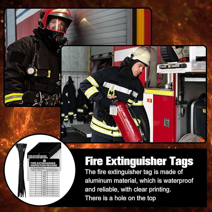 25 Sets Metal Inspection Tags - 2024-2027 Aluminum Fire Extinguisher Tags, 2.3 X 3 Inch, Weatherproof for Indoor/Outdoor Use