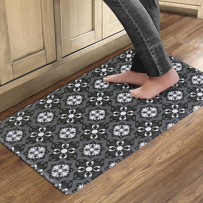 Kitchen Anti Fatigue Floor Mats 18x30x1/2-Inch Comfort Standing Rugs for Laundry Bath Room PVC Foam Bevel Edges Non-Slip Waterproof Mats