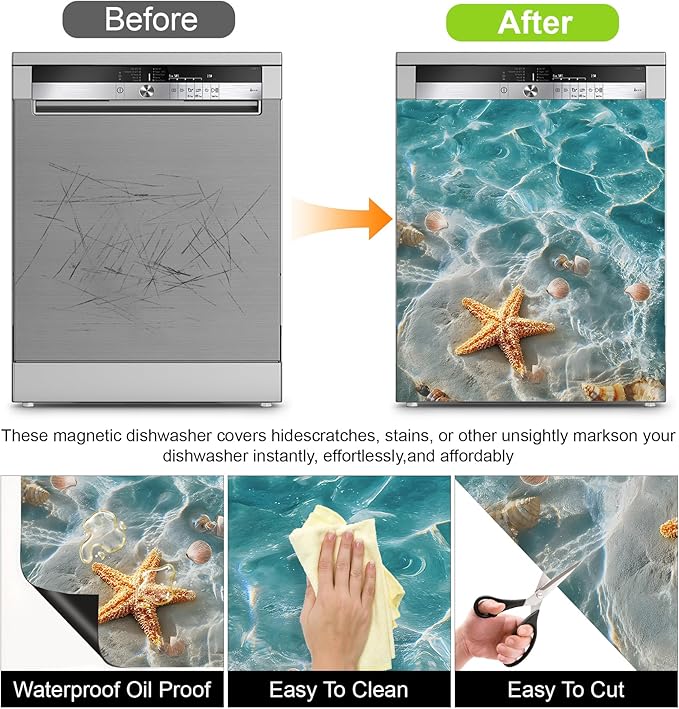 Dishwasher Magnet Sticker Cover Panel Decal Refrigerator Magnetic Sticker Decorative for Kitchen Decoration,Fridge Door Cover, Appliances Stickers 23"x26"
